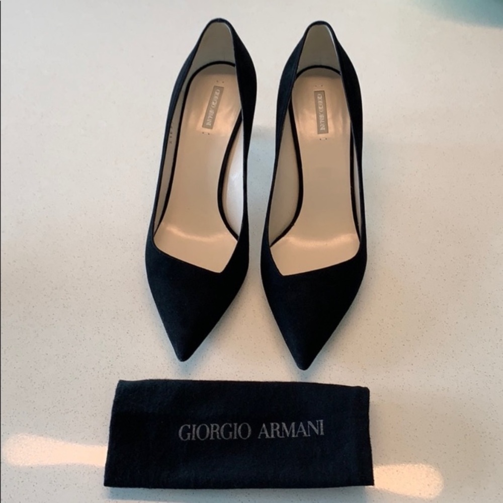 Authentic Giorgio Armani Black Suede Heels